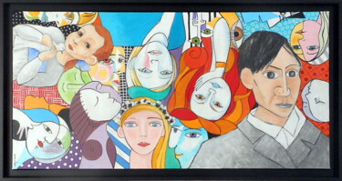 Картина под названием "Autour de Pablo" - Sophie Duplain, Подлинное произведение искусства, Акрил Установлен на Деревянная р…