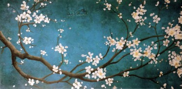 Malerei mit dem Titel ""Le Kimono Bleu"" von Sophie Duplain, Original-Kunstwerk, Acryl Auf Keilrahmen aus Holz montiert