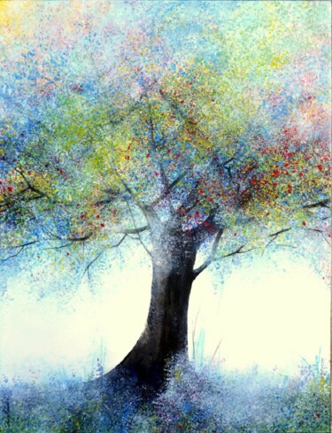 Картина под названием ""A l'Ombre des Coul…" - Sophie Duplain, Подлинное произведение искусства, Акрил Установлен на Деревян…