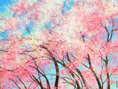 Картина под названием ""Blooms"" - Sophie Duplain, Подлинное произведение искусства, Акрил Установлен на Деревянная рама для…