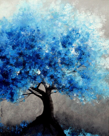 Pintura intitulada ""La Vie en Bleu"" por Sophie Duplain, Obras de arte originais, Acrílico Montado em Armação em madeira