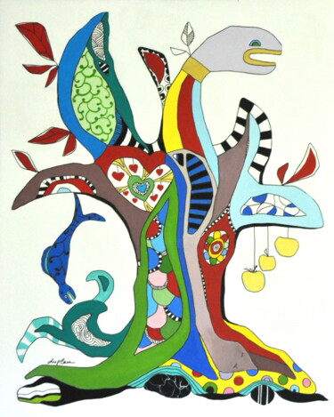 Картина под названием ""Genèse"" - Sophie Duplain, Подлинное произведение искусства, Акрил Установлен на Деревянная рама для…