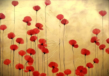 Peinture intitulée ""Poppies"" par Sophie Duplain, Œuvre d'art originale, Acrylique Monté sur Châssis en bois