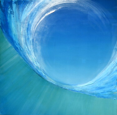 Painting titled ""Inside the Blue"" by Sophie Duplain, Original Artwork, Acrylic Mounted on Wood Stretcher frame
