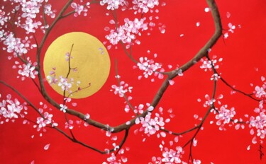 Pintura titulada ""Le Kimono Rouge"" por Sophie Duplain, Obra de arte original, Acrílico Montado en Bastidor de camilla de m…