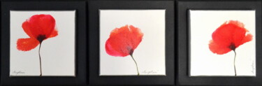 Painting titled ""Trio Poppies"" by Sophie Duplain, Original Artwork, Acrylic Mounted on Wood Stretcher frame
