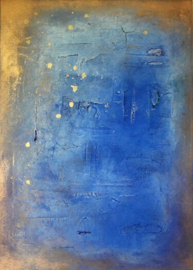 「Dans le Bleu qui Pé…」というタイトルの絵画 Sophie Duplainによって, オリジナルのアートワーク, オイル ウッドストレッチャーフレームにマウント