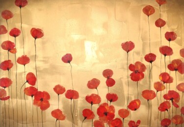 Malarstwo zatytułowany „"Poppies" 2” autorstwa Sophie Duplain, Oryginalna praca, Akryl Zamontowany na Drewniana rama noszy