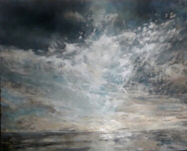 Painting titled "Horizon" by Sophie Ema Courtois, Original Artwork, Oil Mounted on Wood Stretcher frame