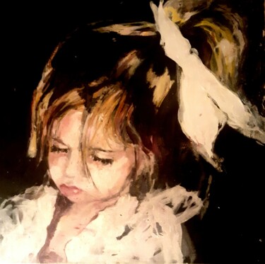 Painting titled "Portrait d'après ph…" by Sophie Ema Courtois, Original Artwork, Oil Mounted on Cardboard