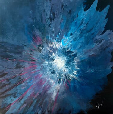 Schilderij getiteld "Cosmic" door Sophie Gaiardo, Origineel Kunstwerk, Acryl Gemonteerd op Frame voor houten brancard