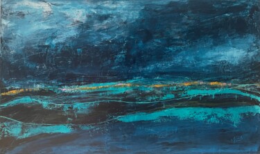 Painting titled "Bleu nocturne" by Sophie Gaiardo, Original Artwork, Acrylic Mounted on Wood Stretcher frame