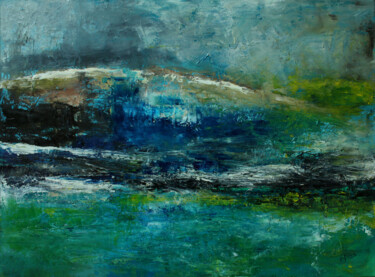 Painting titled "Paysage abstrait" by Sophie Gaiardo, Original Artwork, Oil Mounted on Wood Stretcher frame