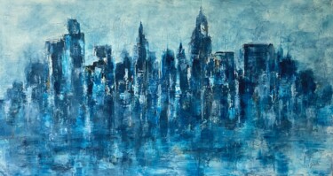 Painting titled "New york" by Sophie Gaiardo, Original Artwork, Oil Mounted on Wood Stretcher frame