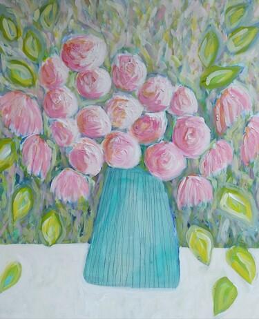 Malarstwo zatytułowany „Bouquet rose” autorstwa Sophie Gardin, Oryginalna praca, Akryl