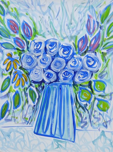 Painting titled "bleu" by Sophie Gardin, Original Artwork, Acrylic