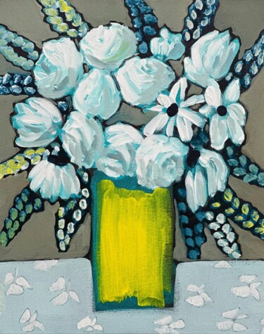 Картина под названием "Vase Citron" - Sophie Gardin, Подлинное произведение искусства, Акрил