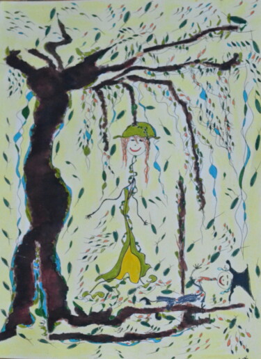 Dessin intitulée "La danse des feuill…" par Sophie Et Lionel Pardessus, Œuvre d'art originale, Crayon