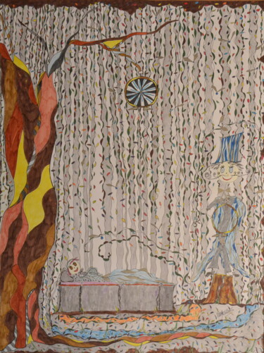 Dibujo titulada "Le gisant de Lioso" por Sophie Et Lionel Pardessus, Obra de arte original, Lápiz