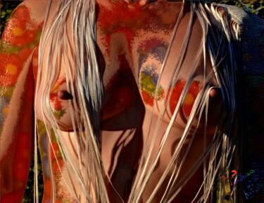 Fotografie mit dem Titel "Burning Man." von Sophie Et Lionel Pardessus, Original-Kunstwerk, Manipulierte Fotografie