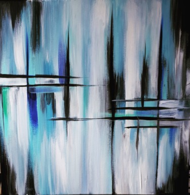Peinture intitulée "Blue lines" par Sophie Haldi, Œuvre d'art originale, Acrylique