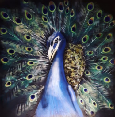 Painting titled "Peacock" by Sophie Haldi, Original Artwork, Acrylic