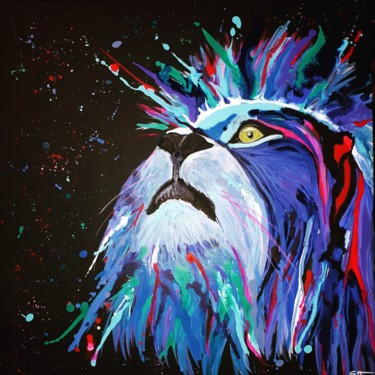 Painting titled "Lion" by Sophie Haldi, Original Artwork, Acrylic