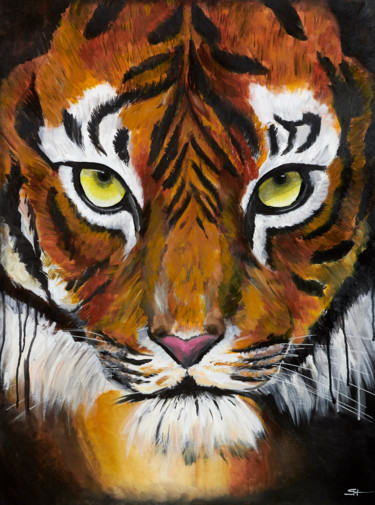 Peinture intitulée "Tigre de Sumatra" par Sophie Haldi, Œuvre d'art originale, Acrylique