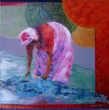 Painting titled "Au-fil-du-Gange.jpg" by Sophie Jallet, Original Artwork, Acrylic