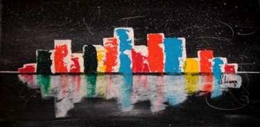 Schilderij getiteld "Skyline" door Sophie Lecesne, Origineel Kunstwerk, Acryl