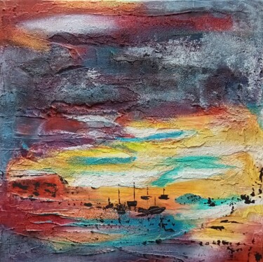Painting titled "Après l'orage" by Sophie Lecesne, Original Artwork, Acrylic Mounted on Wood Stretcher frame