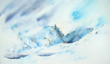 Pintura titulada "ski lac gelé" por Sophie Liétar, Obra de arte original, Acuarela
