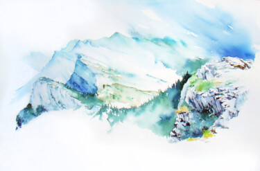Peinture intitulée "sommets" par Sophie Liétar, Œuvre d'art originale, Aquarelle