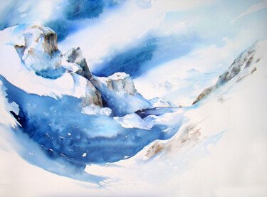 Peinture intitulée "Lac du Crozet" par Sophie Liétar, Œuvre d'art originale, Aquarelle