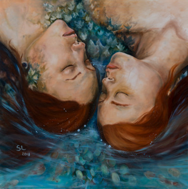 Painting titled "Sirènes endormies" by Sophie Loizeau, Original Artwork, Oil