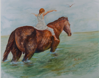 Painting titled "En équilibre : l'en…" by Sophie Loizeau, Original Artwork, Oil Mounted on Wood Stretcher frame