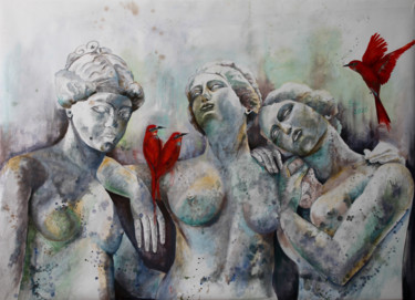 Peinture intitulée "Trois graces" par Sophie Loizeau, Œuvre d'art originale, Huile