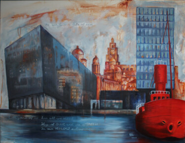 Painting titled "Liverpool" by Sophie Loizeau, Original Artwork, Oil Mounted on Wood Stretcher frame