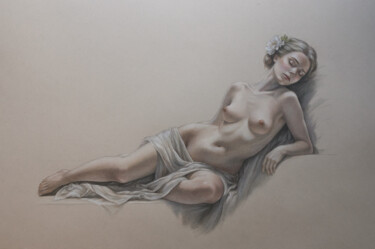Drawing titled "Dreamy Repose" by Sophie Marts, Original Artwork, Pencil