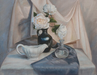 Painting titled "Still Life with Peo…" by Sophie Marts, Original Artwork, Pastel