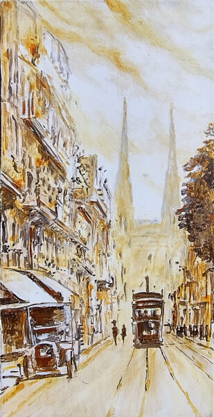 Painting titled "Bordeaux, rue vital…" by Sophie Mathieu, Original Artwork, Acrylic Mounted on Wood Stretcher frame