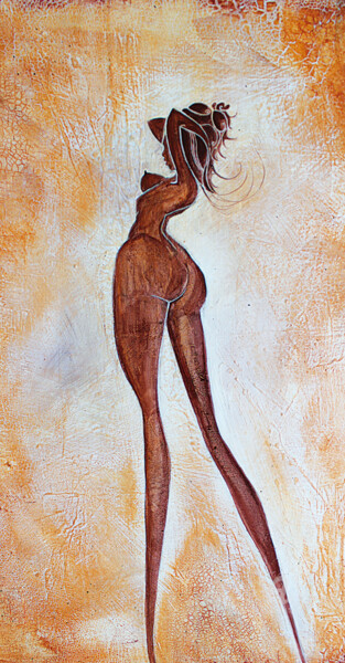 Schilderij getiteld "Ina" door Sophie Mathieu, Origineel Kunstwerk, Acryl Gemonteerd op Frame voor houten brancard