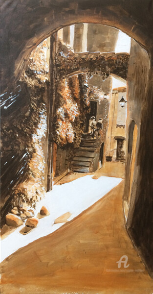 Painting titled "Ruelle de Chatillon…" by Sophie Mathieu, Original Artwork, Acrylic Mounted on Wood Stretcher frame