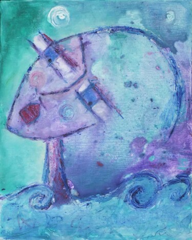 Картина под названием "La vague" - Sophie Maugin, Подлинное произведение искусства, Акрил Установлен на Деревянная рама для…