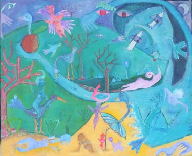Картина под названием "Le bras de mer" - Sophie Maugin, Подлинное произведение искусства, Акрил Установлен на Деревянная рам…