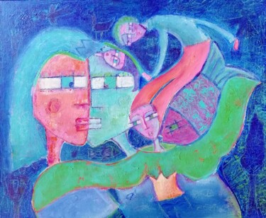 Картина под названием "Scènes aériennes" - Sophie Maugin, Подлинное произведение искусства, Акрил Установлен на Деревянная р…