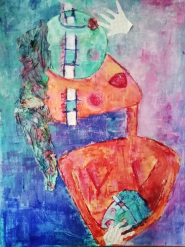 Картина под названием "Maternité" - Sophie Maugin, Подлинное произведение искусства, Акрил Установлен на Деревянная рама для…