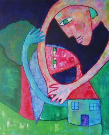 Картина под названием ""L'invitation"" - Sophie Maugin, Подлинное произведение искусства, Акрил Установлен на Деревянная рам…