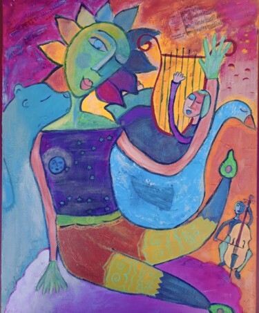 Painting titled "LA PETITE MUSIQUE D…" by Sophie Maugin, Original Artwork, Acrylic Mounted on Wood Stretcher frame