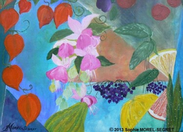 제목이 "Amours en cage et F…"인 미술작품 Sophie Morel-Segret로, 원작, 기름 나무 들것 프레임에 장착됨